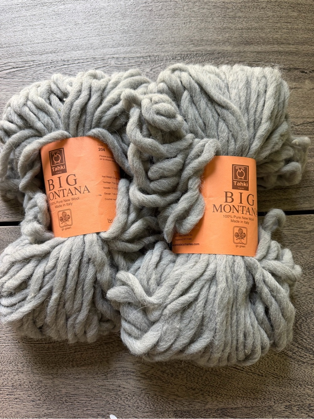 Big Montana Chunky Wool Yarn - Light Gray